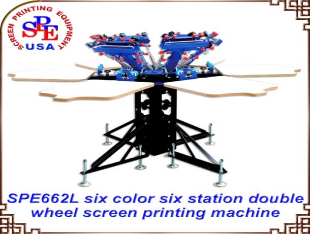 Шестицветный карусельный печатный станок SPE662L, 6 печатных столов